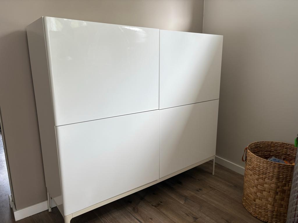 Witte hoogglans kast (2x), Ophalen, Overige materialen, Gebruikt, 100 tot 150 cm