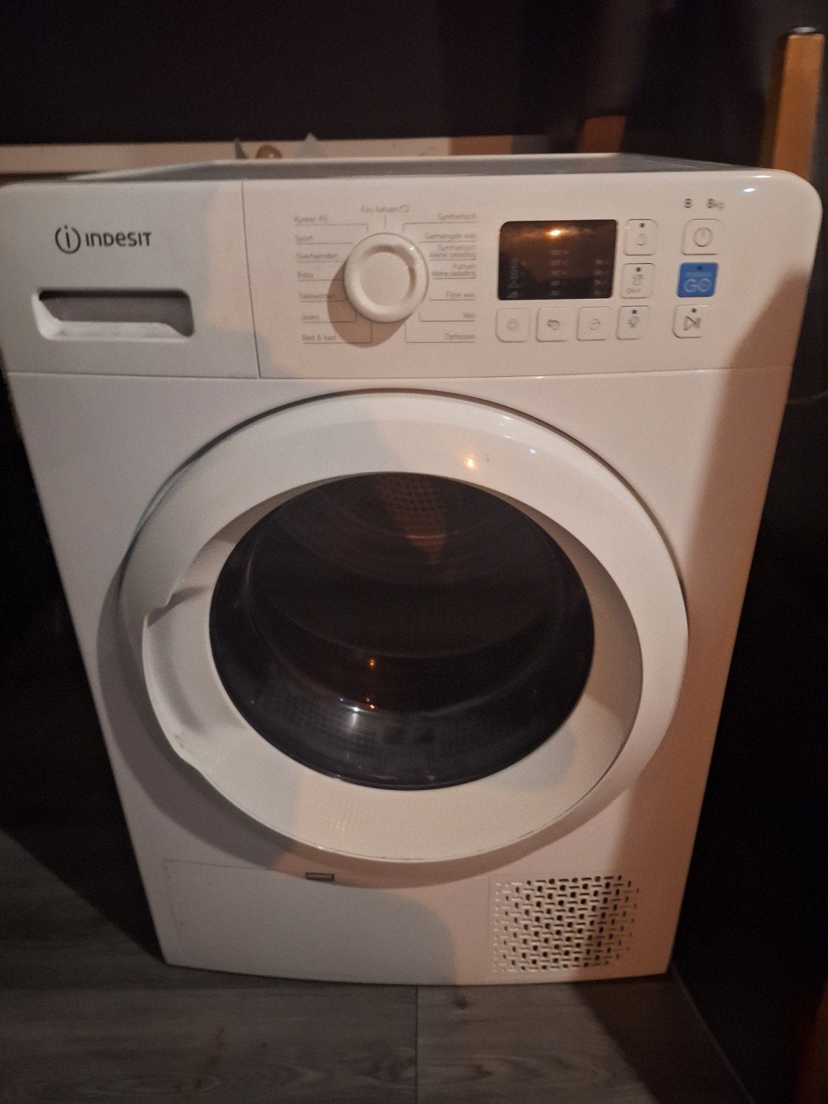 Prima Wasdroger ,,Indesit,,, Witgoed en Apparatuur, Ophalen, Gebruikt, Luchtafvoer, 85 tot 90 cm