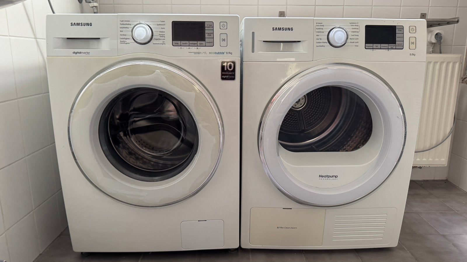 Samsung eco bubble wasmachine en droger, Witgoed en Apparatuur, Wasmachines, Ophalen, 1200 tot 1600 toeren, Gebruikt, 8 tot 10 kg