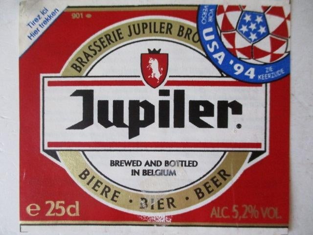 bieretiket Belgie 12-4 (12F) piedboeuf, Verzamelen, Biermerken, Ophalen of Verzenden, Gebruikt, Overige typen, Overige merken