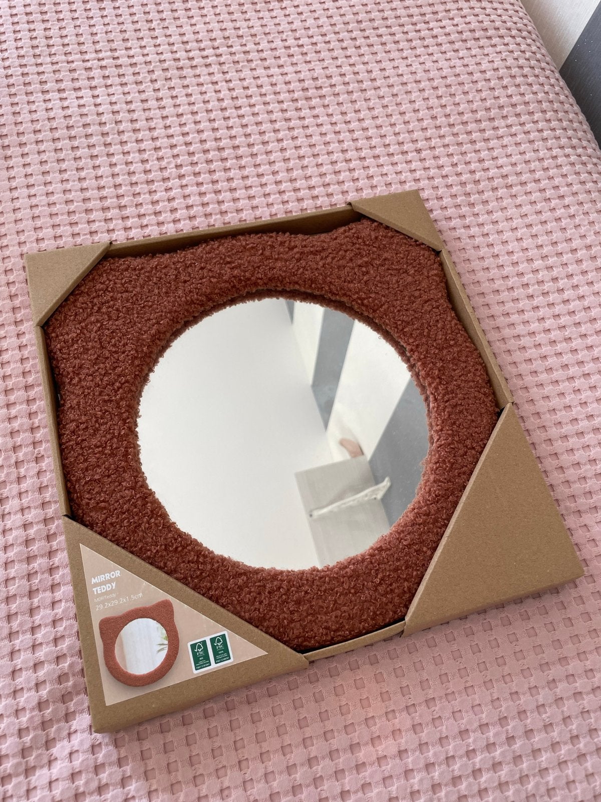 Leuke Teddy Spiegel - Rond, Bruin, Nieuw in Doos, Ophalen, Rond, Minder dan 50 cm, Minder dan 100 cm