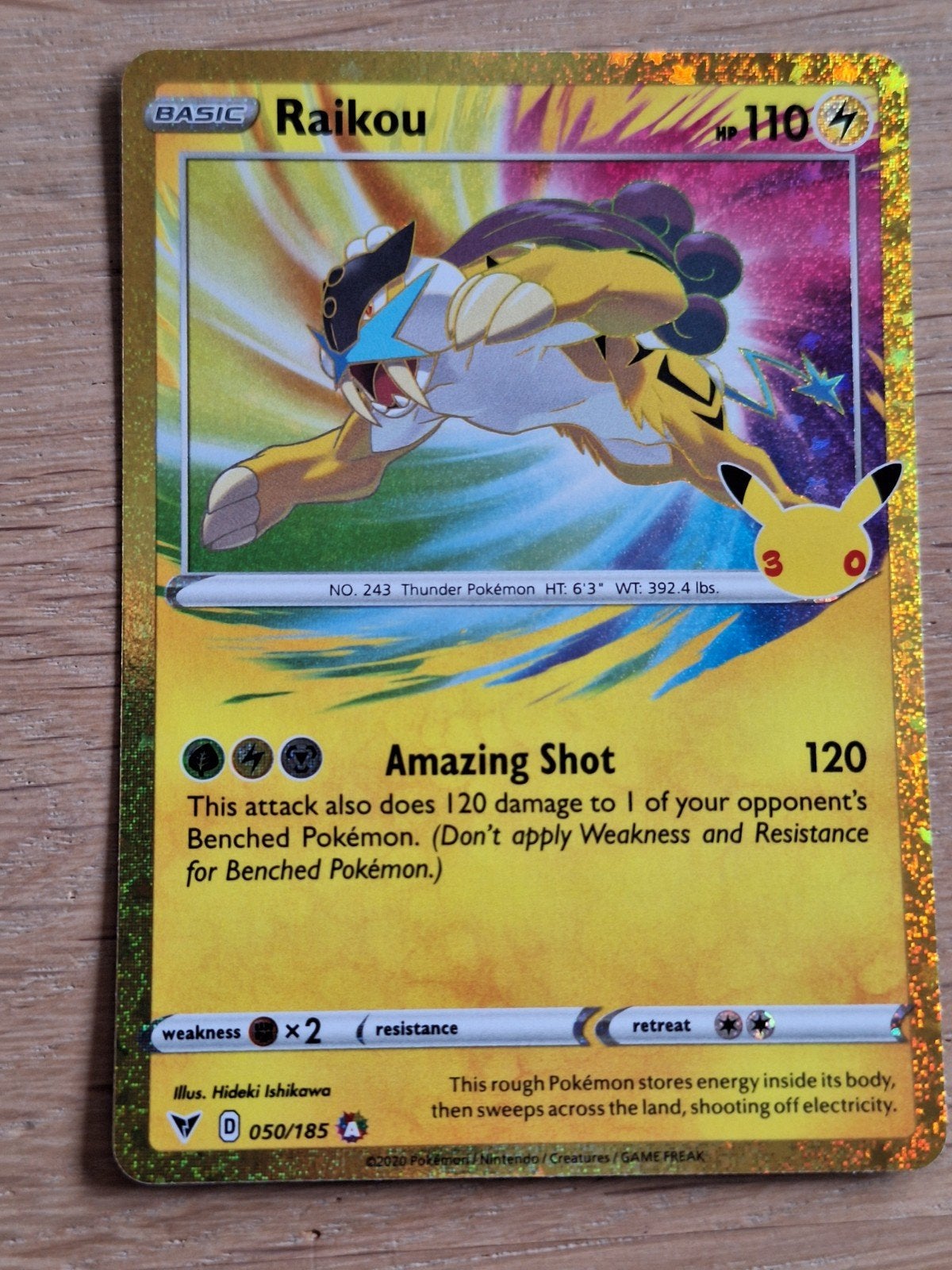 050 Raikou van Pokémon 30th Celebrations, Ophalen of Verzenden, Zo goed als nieuw, Losse kaart