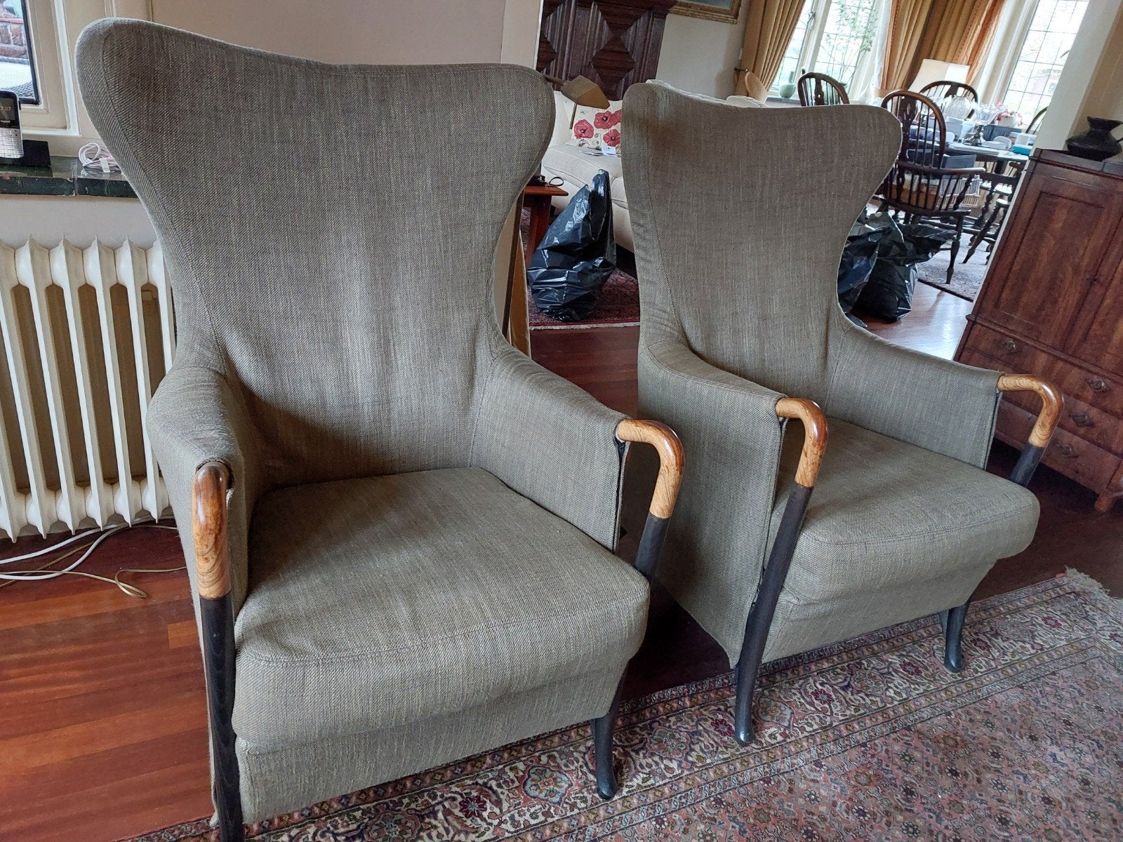 2 x Giorgetti fauteuil model Drogetti 63340 Wing Chair., Huis en Inrichting, Fauteuils, Ophalen, 75 tot 100 cm, 50 tot 75 cm