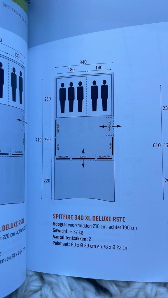 Bardani Spitfire 340 XL Deluxe RSTC tunneltent beige, Caravans en Kamperen, Ophalen, Zo goed als nieuw, Tot en met 5