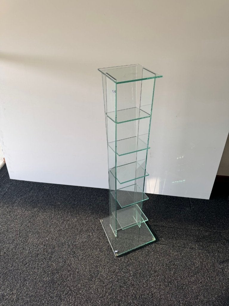 Moderne glazen zuil / displaykast met 5 plateaus, Ophalen, Zo goed als nieuw