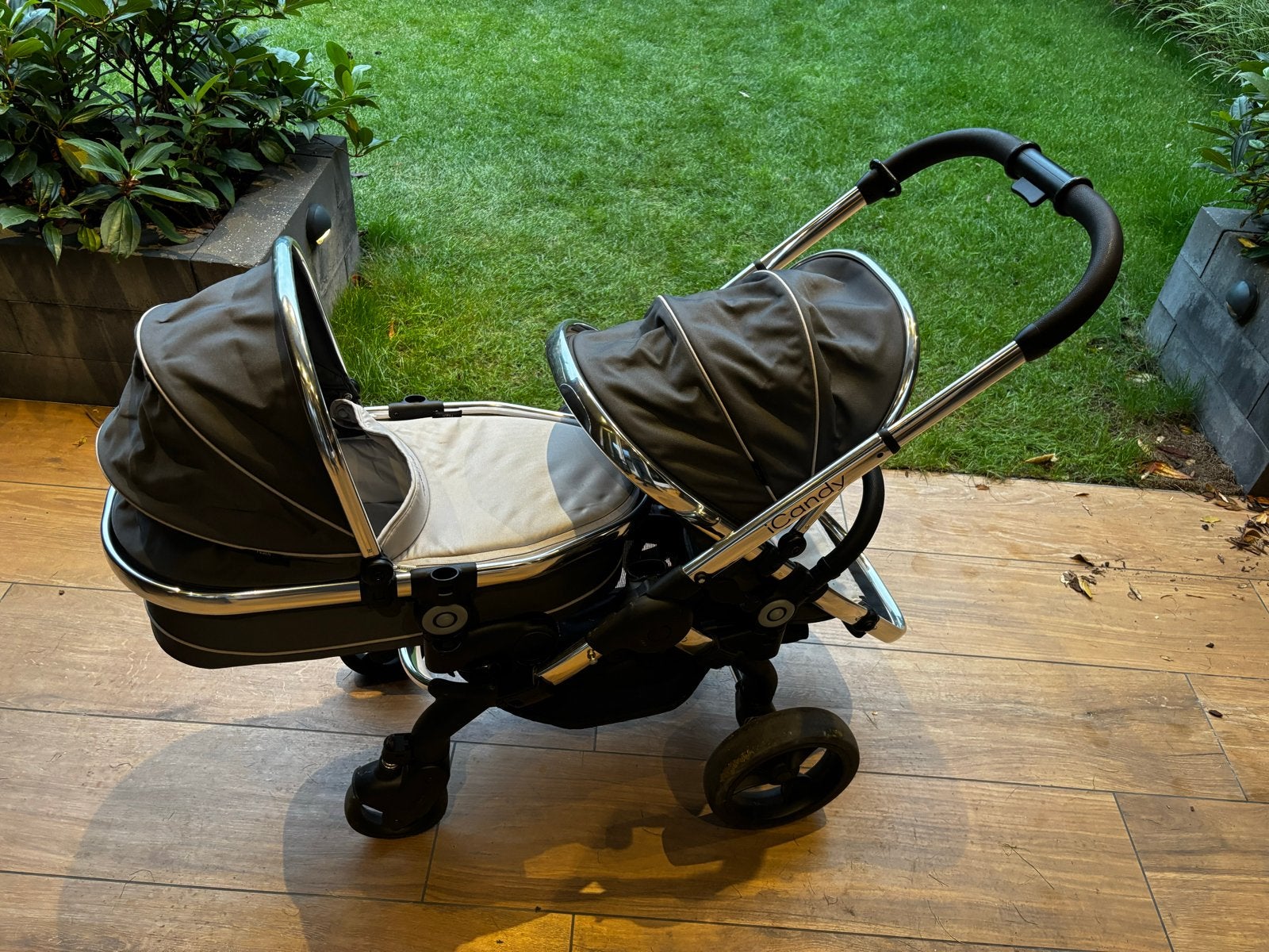 iCandy kinderwagen met wieg, zitdeel en adapters, Gebruikt, Combiwagen, Met reiswieg, Ophalen