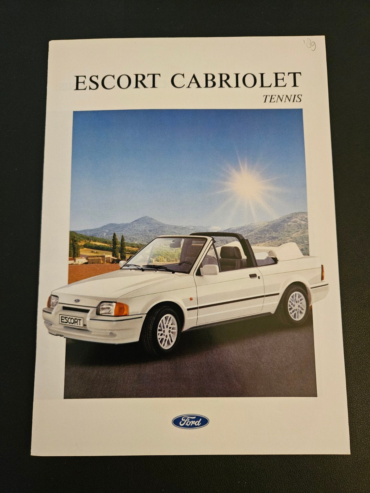 Brochure Ford Escort Cabriolet Tennis 1989, Ophalen of Verzenden, Zo goed als nieuw, Ford