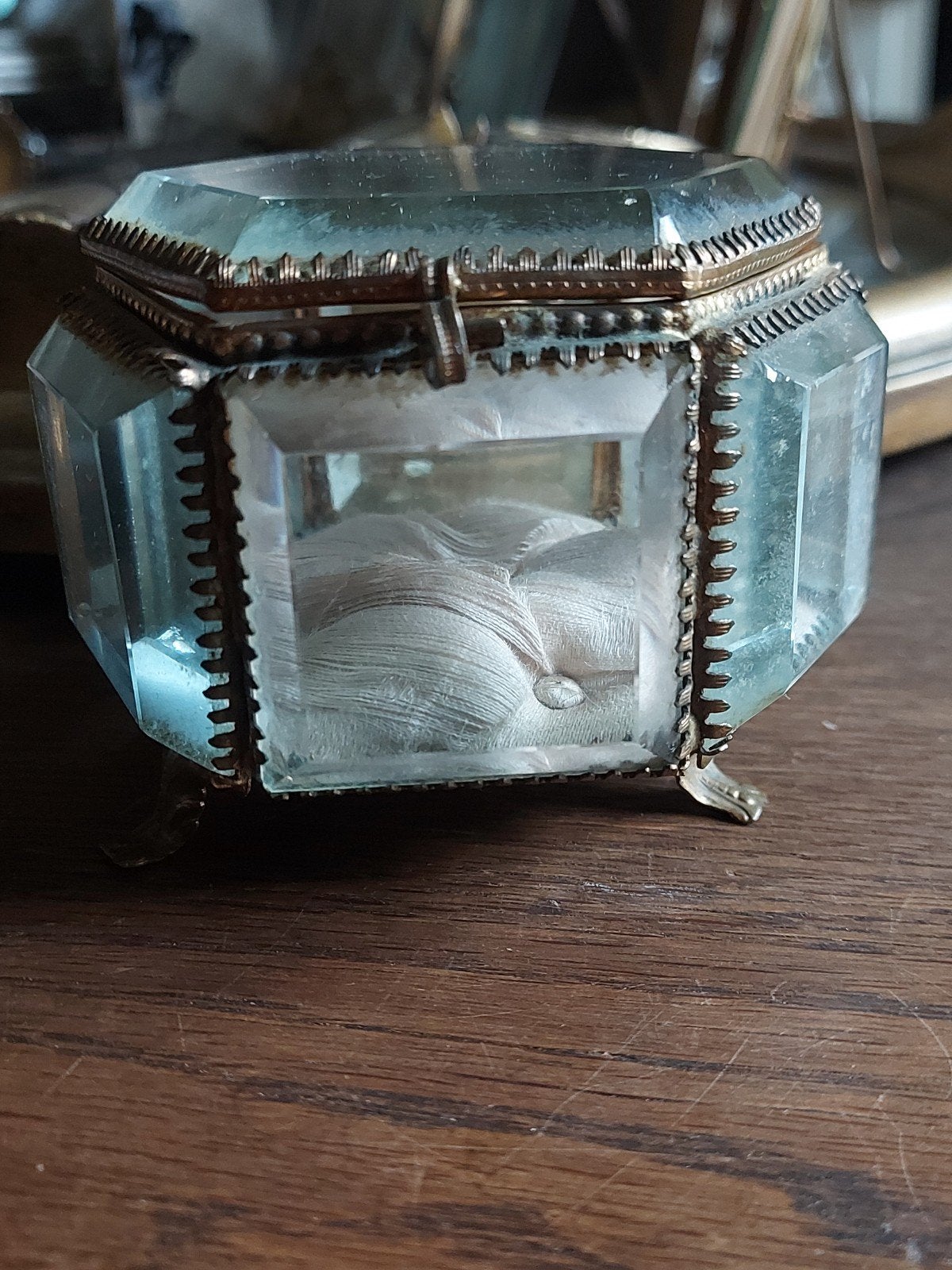 Mooi oud Frans zeshoekig sierlijk sieraden/opberg kistje, Antiek en Kunst, Ophalen of Verzenden