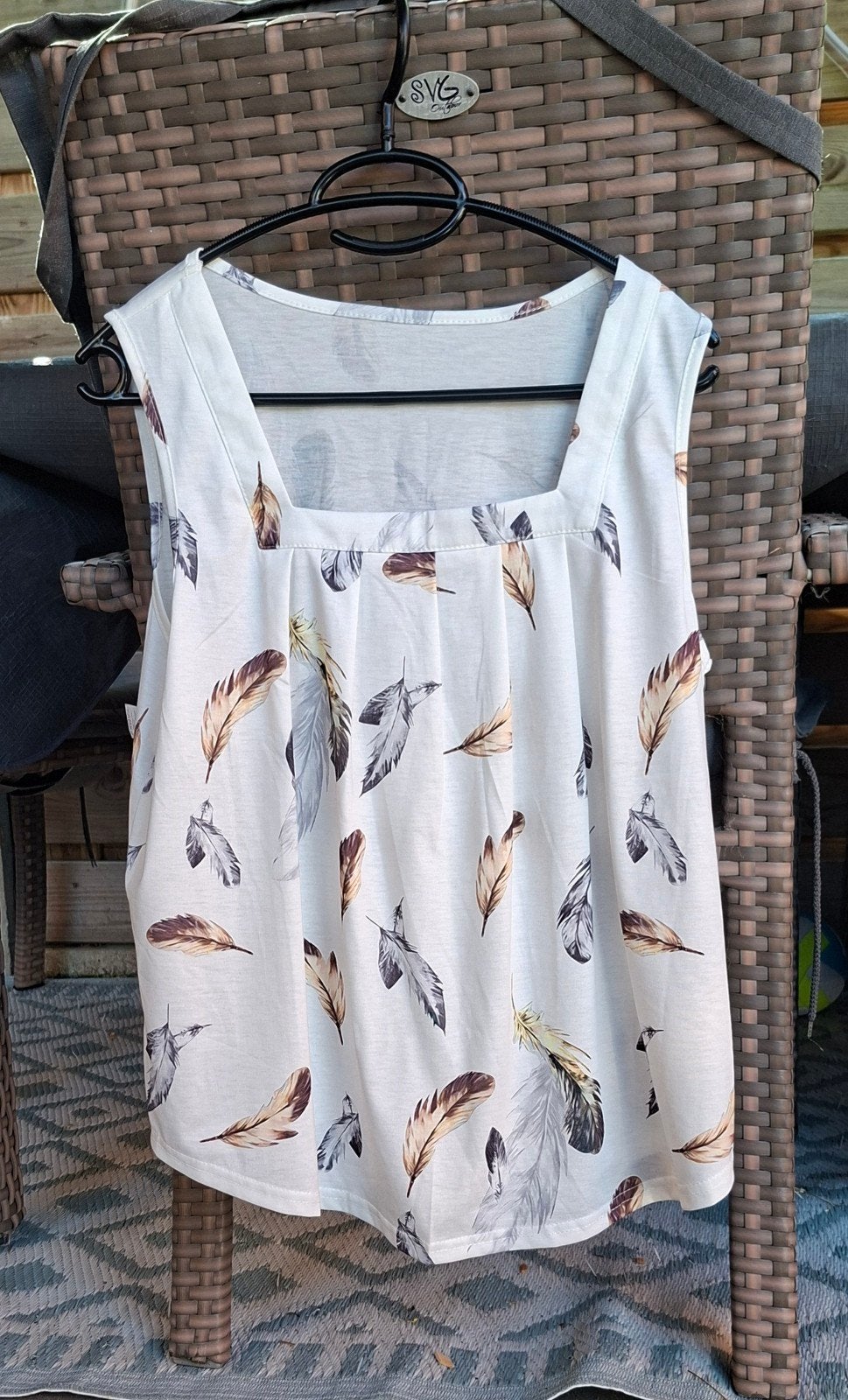 Shein Top met verenprint - Maat M, Kleding | Dames, Tops, Maat 38/40 (M), Wit, Ophalen of Verzenden, Zo goed als nieuw