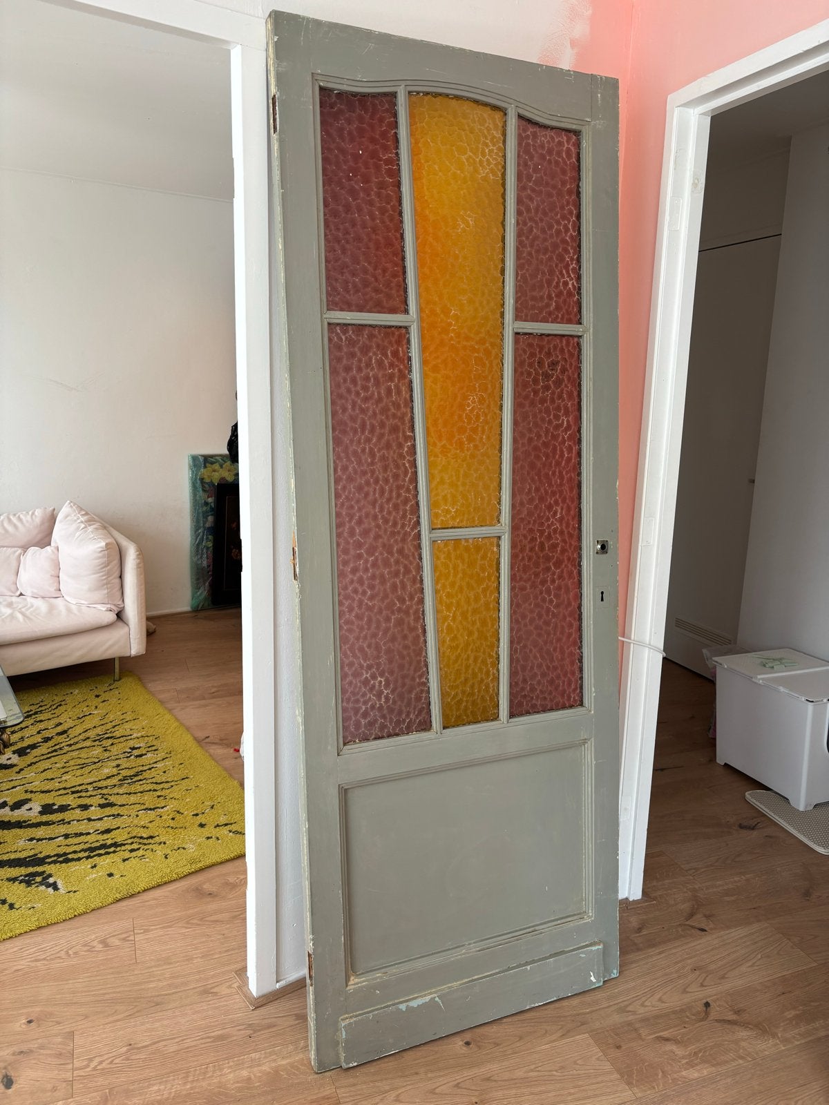 3 Vintage Antieke Deuren met Bubbeltjes Glas 80x215 cm, Gebruikt, 80 tot 100 cm, 215 cm of meer, Binnendeur