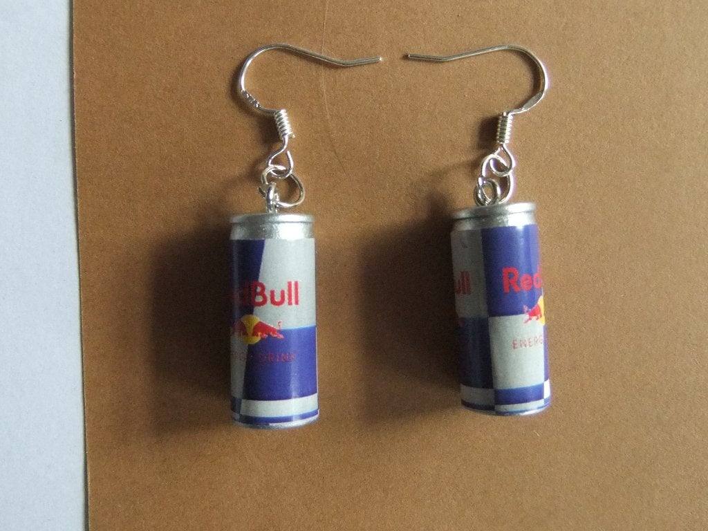 925 sterling zilveren oorbellen met blikjes redbull hangers, Verzenden, Nieuw, Zilver, Zilver
