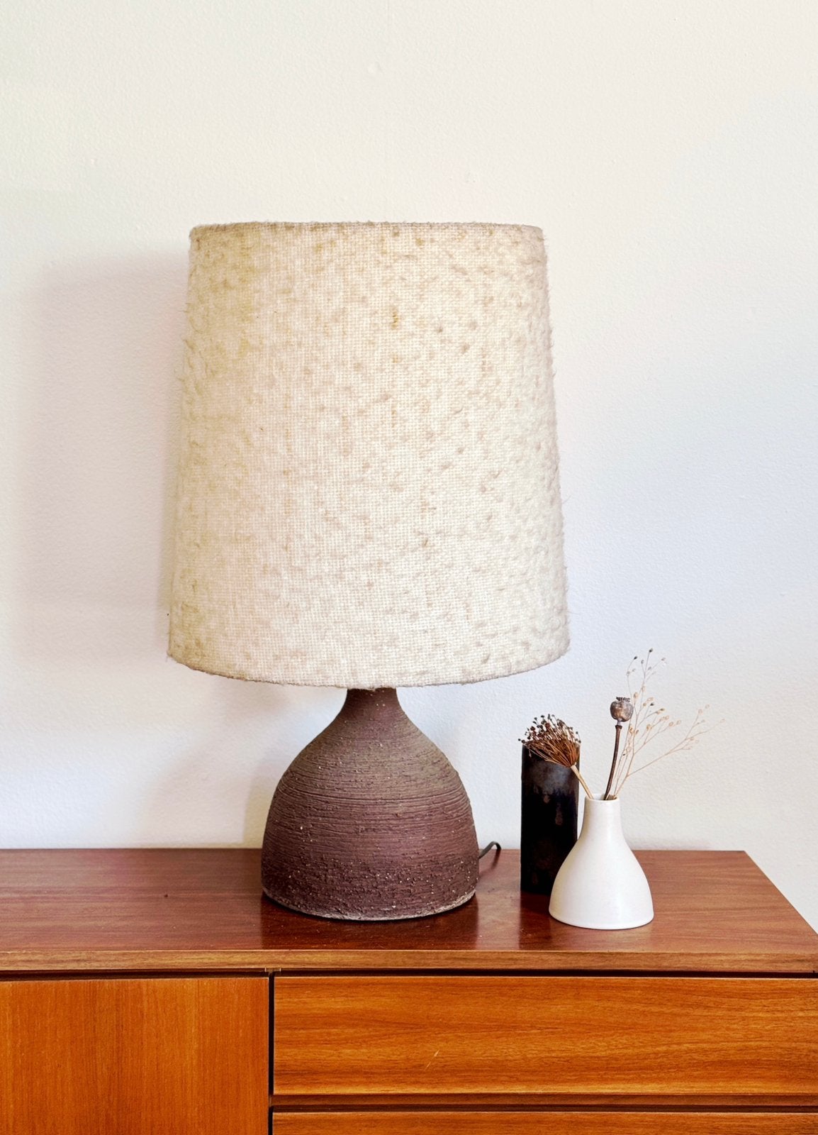 Vintage brutalist keramiek tafellamp XL Krosselbach, Ophalen, Tafellamp, Rond, Zo goed als nieuw