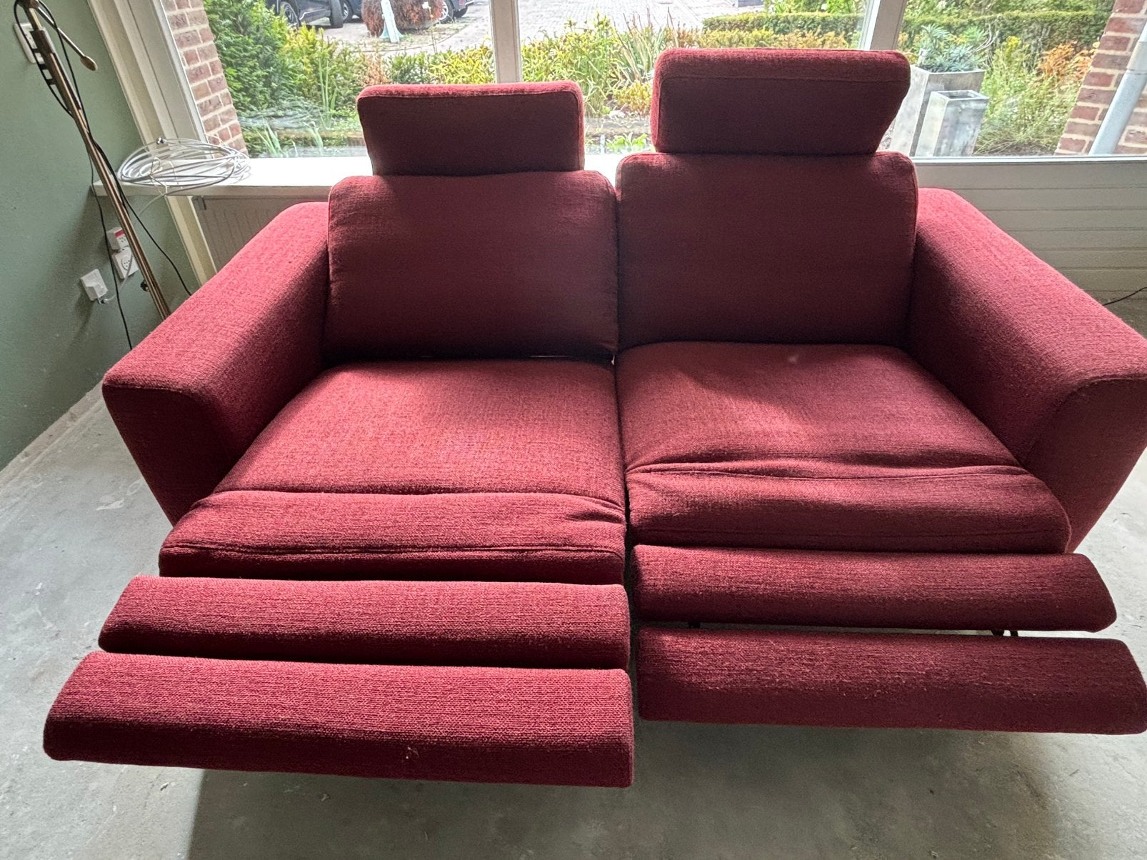 Relaxbank tweezits met elektrische loungefunctie, Ophalen, Gebruikt, Tweepersoons, Rechte bank