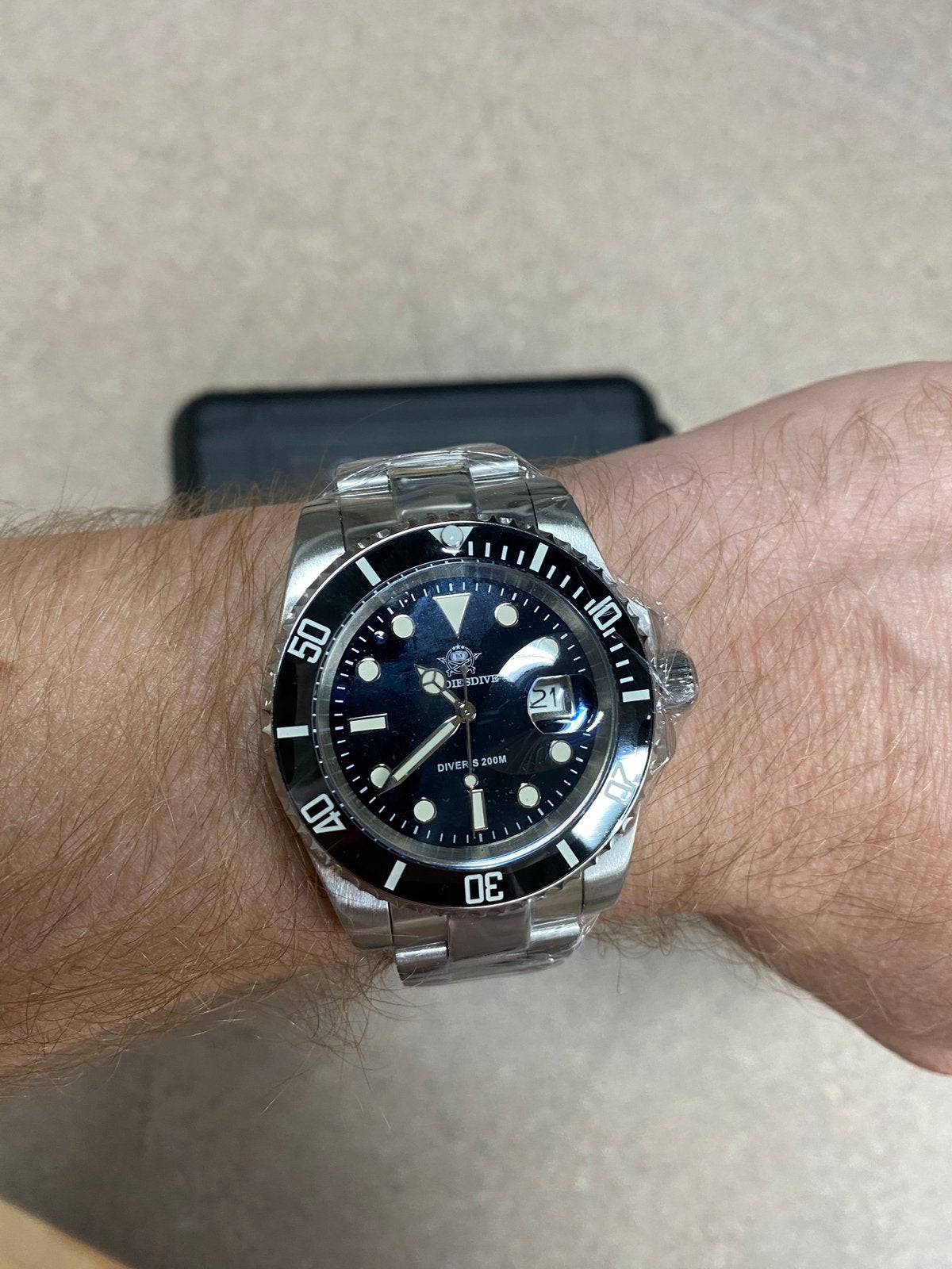 Addiesdive 41mm duik horloge met datum (submariner hommage), Overige merken, Staal, Staal, Polshorloge