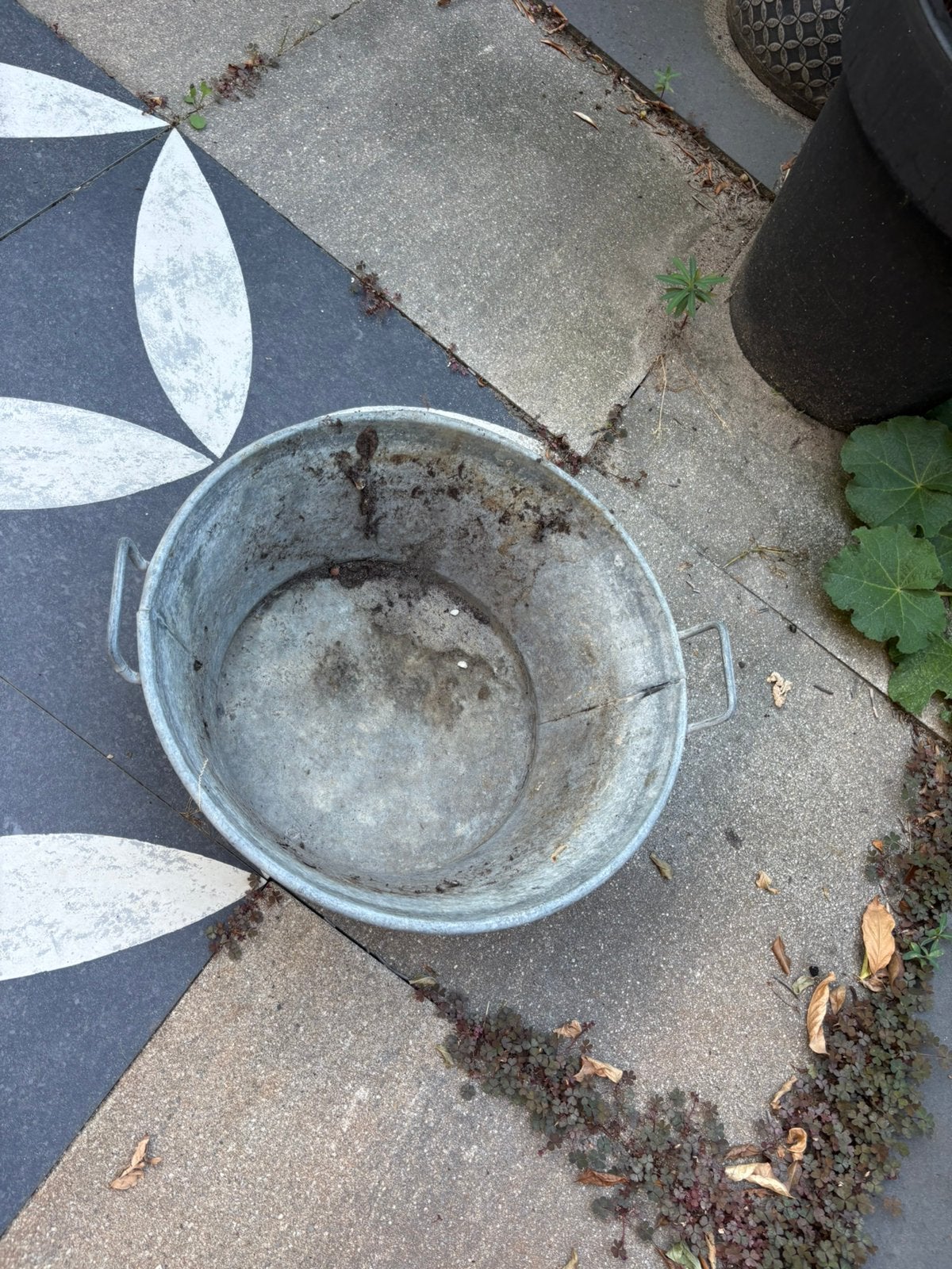 Zinken ton bloembak mand, Ophalen, Gebruikt, Minder dan 30 cm, Rond