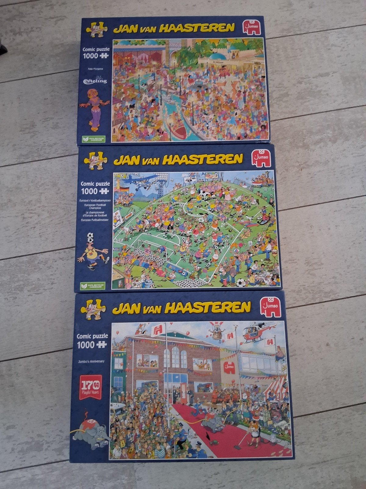 Jan van Haasteren Puzzels - 3x 1000 stukjes, Ophalen, 500 t/m 1500 stukjes, Zo goed als nieuw, Legpuzzel