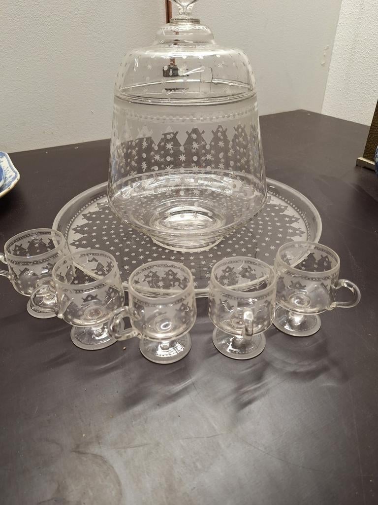 Schitterende Antieke Kristallen Punchset (ca. 1900) – 8-deli