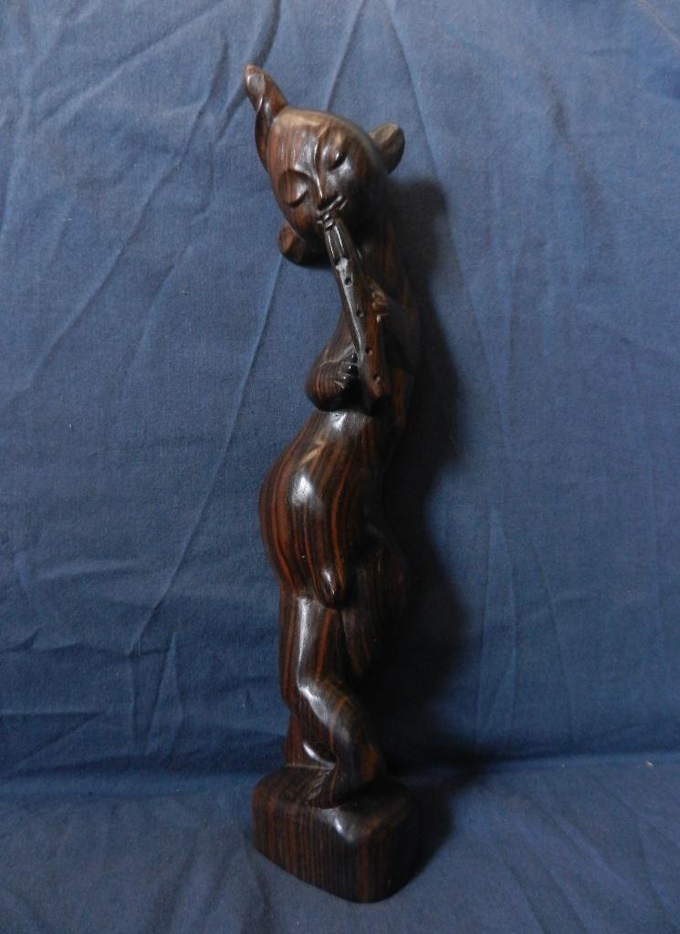 Leuk coromandel beeld Fluitspeler Indonesie Bali h. 32,4 cm, Ophalen of Verzenden, Handgemaakt, 20 - 50 cm, Beeld