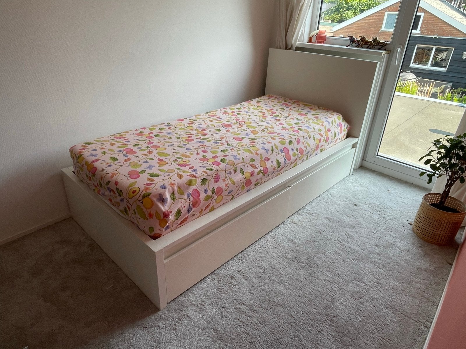 Moet weg! Eenpersoonsbed met opbergruimte IKEA- Wit, Ophalen, Gebruikt, 90 cm, Eenpersoons