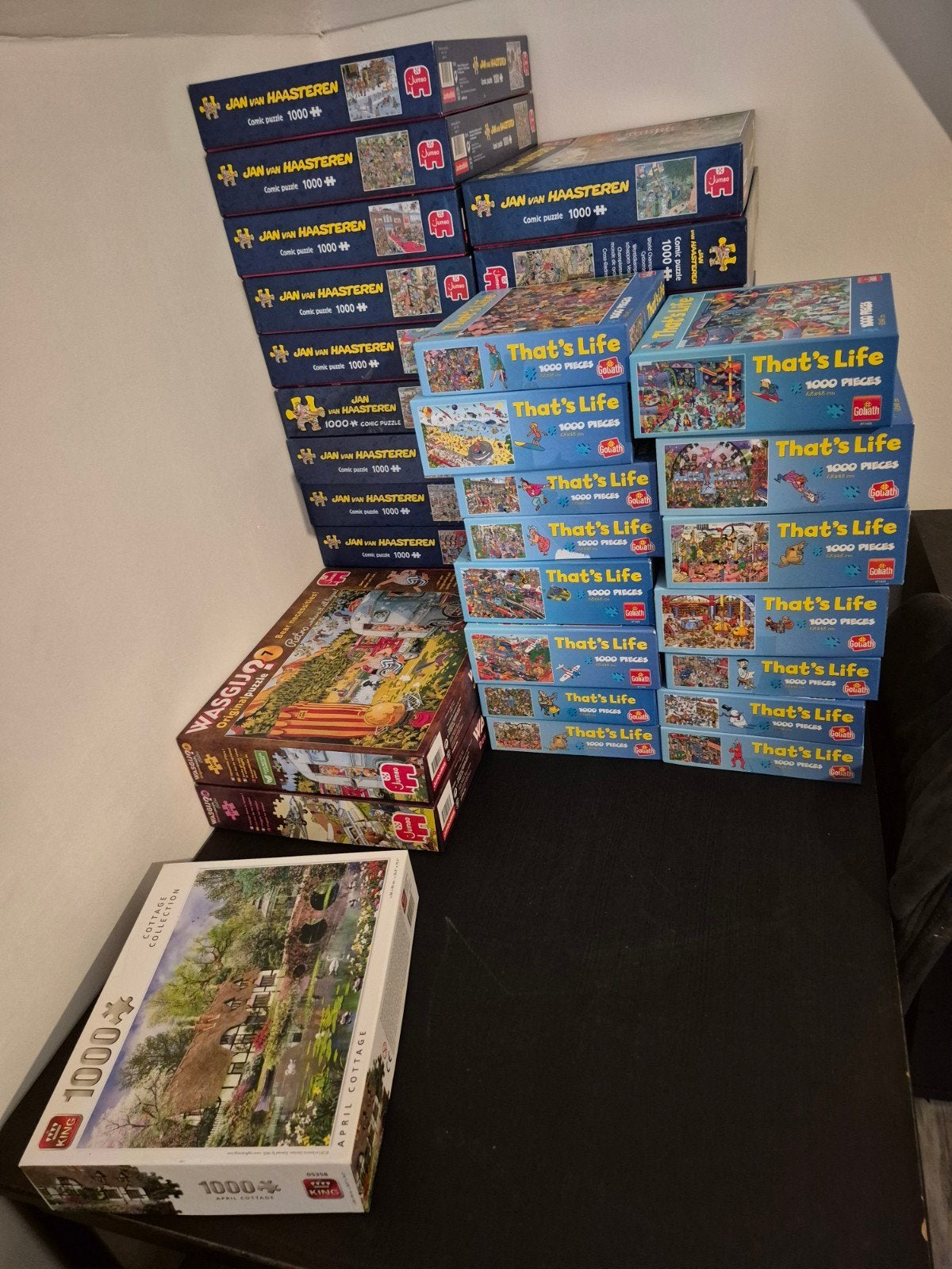 Grote collectie Jan van Haasteren, Wasgij en King puzzels, Ophalen of Verzenden, 500 t/m 1500 stukjes, Gebruikt, Legpuzzel