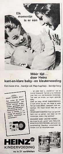 3 vintage advertenties Heinz 1962-00 kindervoeding eten, Ophalen of Verzenden, Gebruikt, Gebruiksvoorwerp