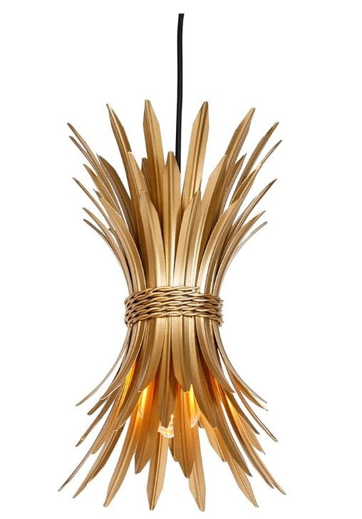 Qazqa Wesley palmblad lamp, Nieuw, Exotisch, Metaal, E27 (groot)