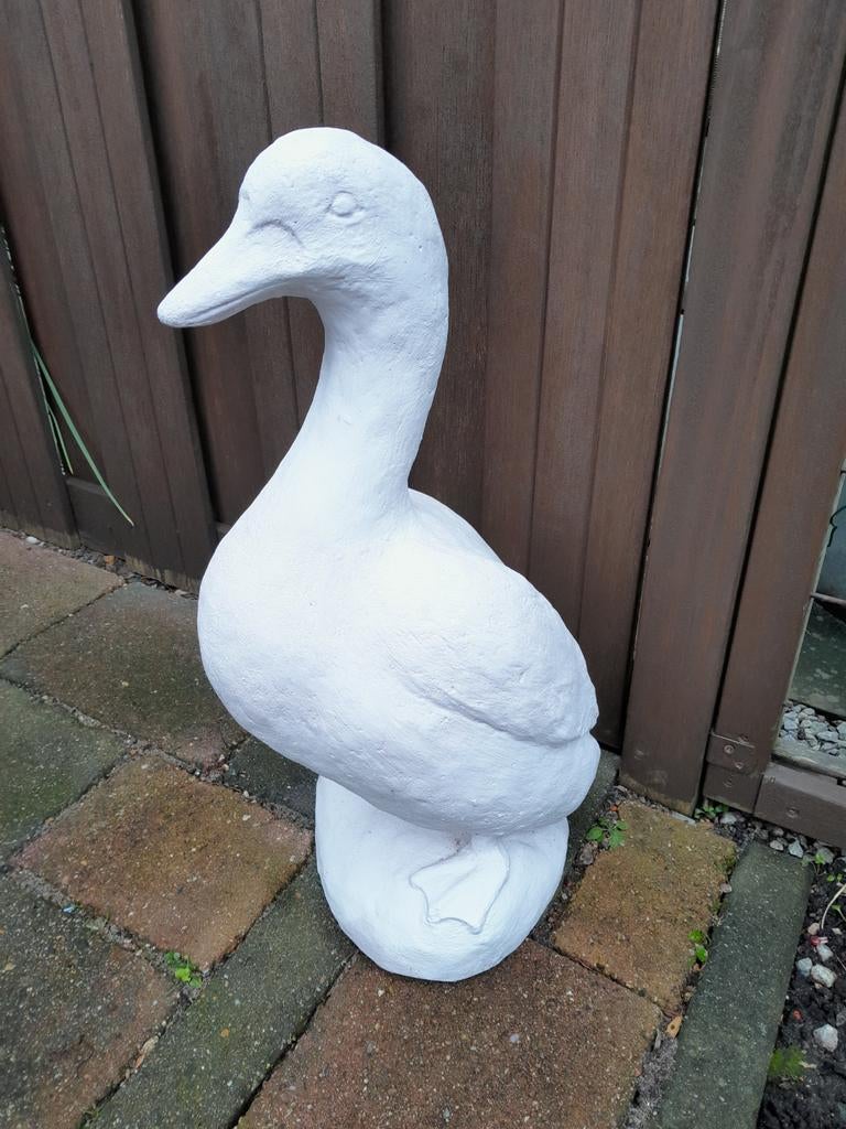 Decoratieve gans Tuinbeeld - Wit Beton, Tuin en Terras, Tuinbeelden, Ophalen, Zo goed als nieuw, Beton, Dierenbeeld