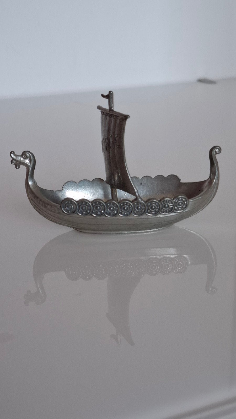 Vintage Noorse Vikingboot van tin - Handstøpt Tinn, Ophalen of Verzenden