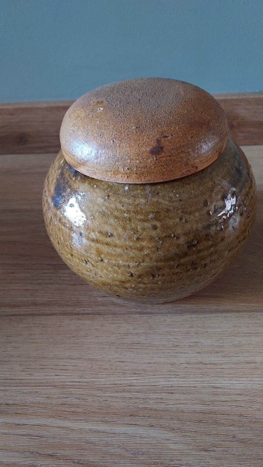 Vintage Aardewerk Pot met Deksel - Bruin Glazuur, Antiek en Kunst, Antiek | Keramiek en Aardewerk, Ophalen of Verzenden