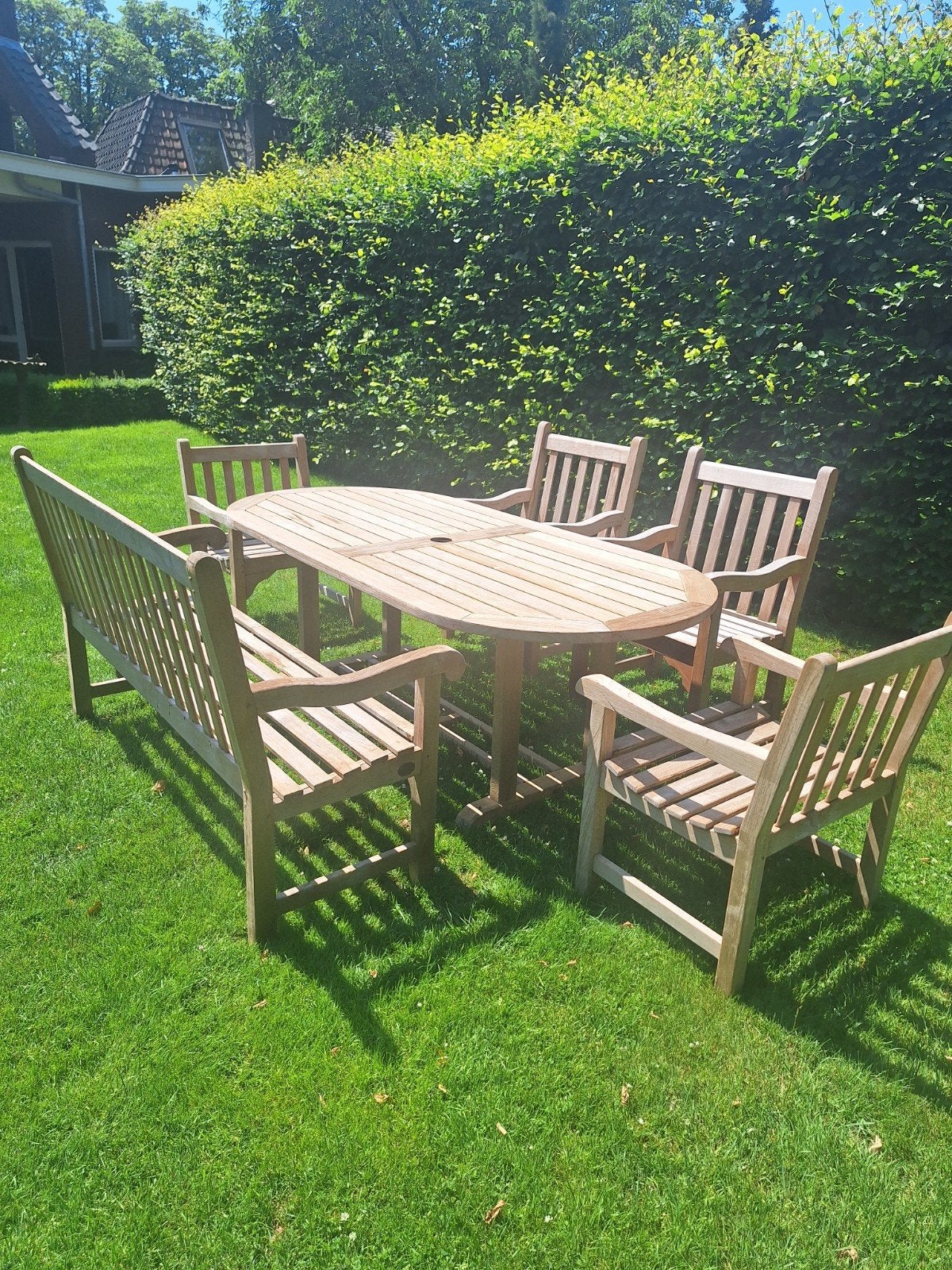 Teakhouten tuinset van Gloster en teak&garden., Ophalen, Teakhout