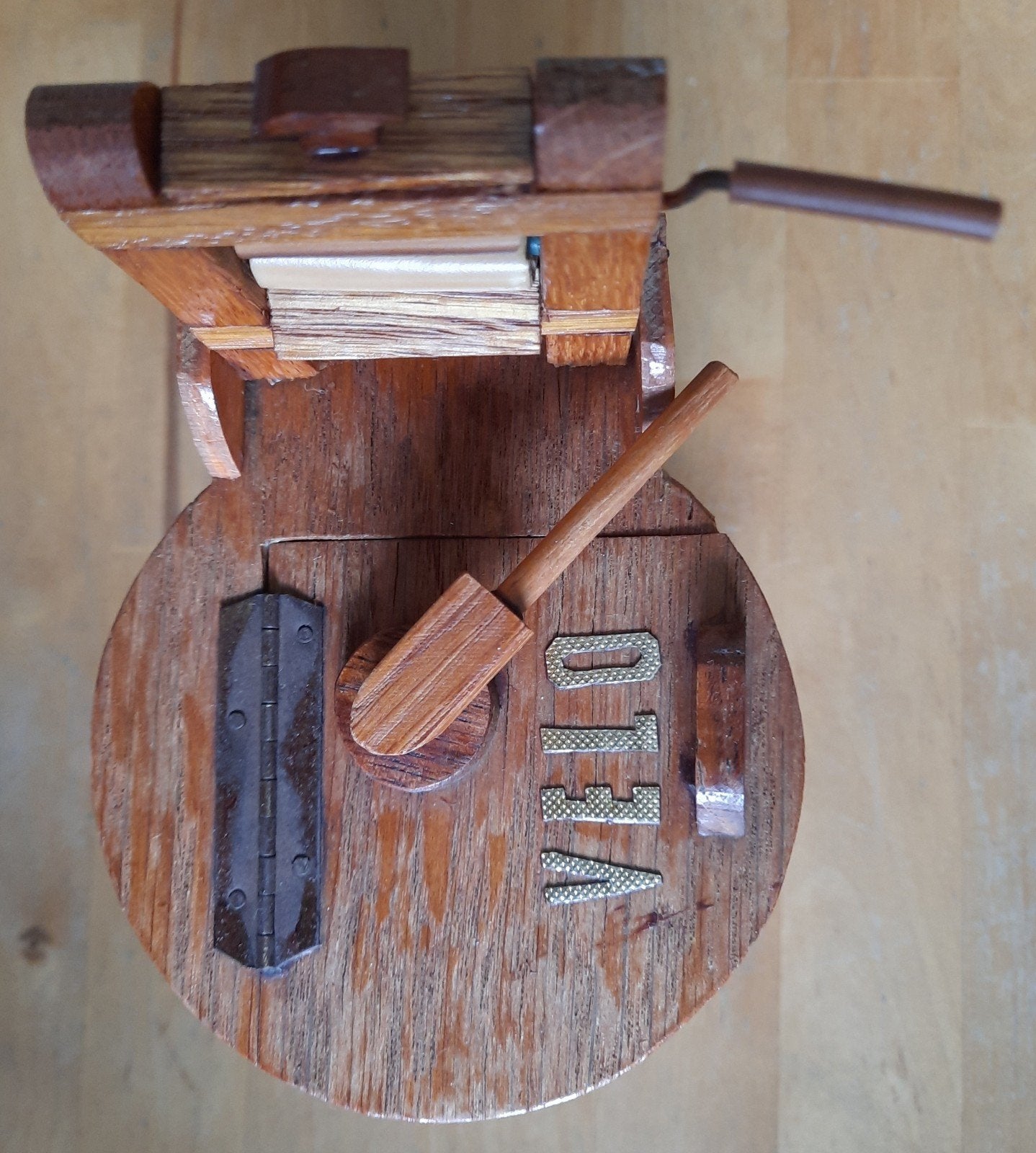 Vintage houten wasmachine miniatuur - decoratief, Verzamelen, Ophalen of Verzenden