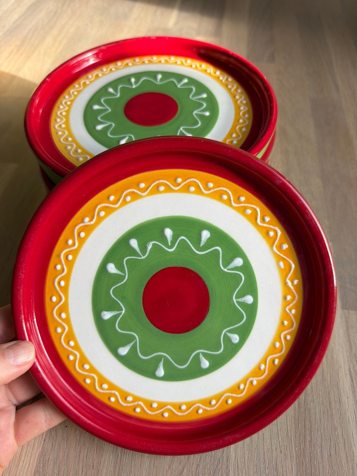 Set van 7 Intermezzo borden - Modern en kleurrijk, Huis en Inrichting, Ophalen, Overige merken, Keramiek, Zo goed als nieuw