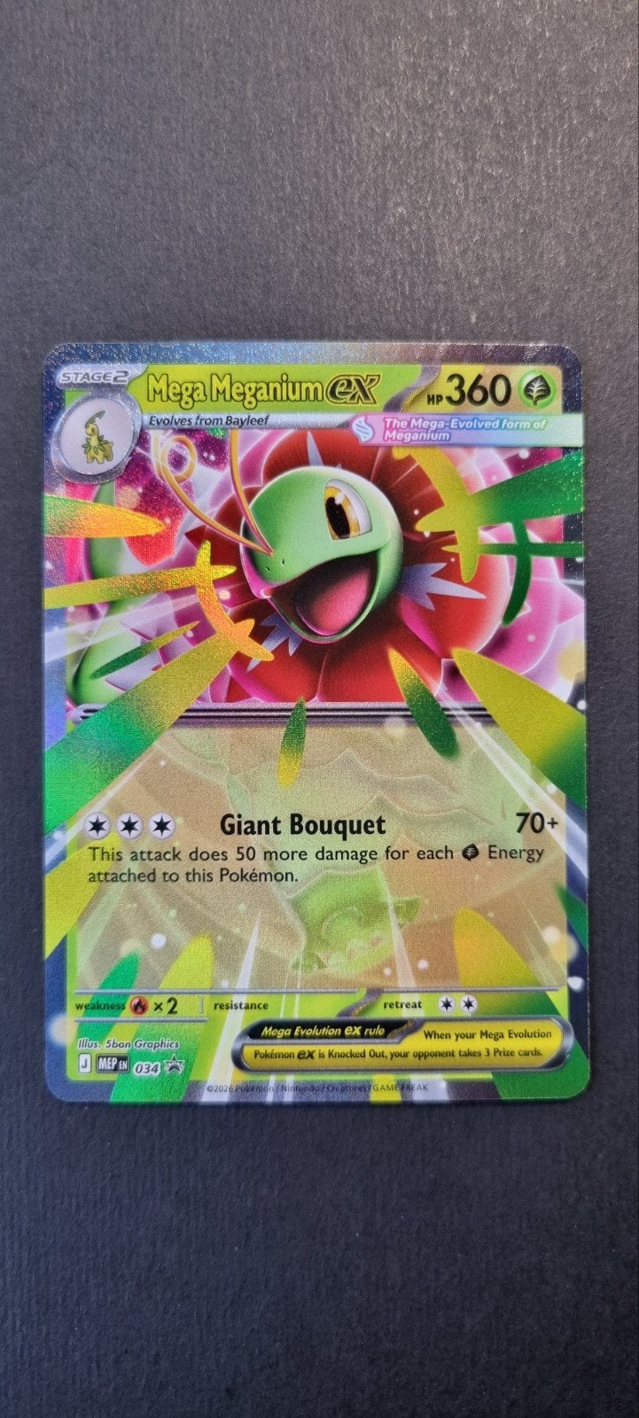 Mega Meganium EX MEP 034, Ophalen of Verzenden, Zo goed als nieuw, Losse kaart, Foil