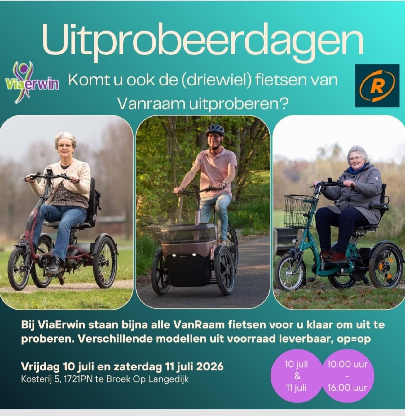 Viaerwin uitprobeerdagen, Fietsen en Brommers, Ophalen of Verzenden, Nieuw