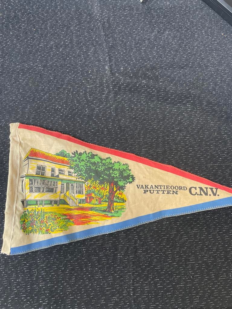 Vintage Vakantie Vaandel Jaren '60 Vakantieoord Putten C.N.V, Ophalen of Verzenden, Gebruikt