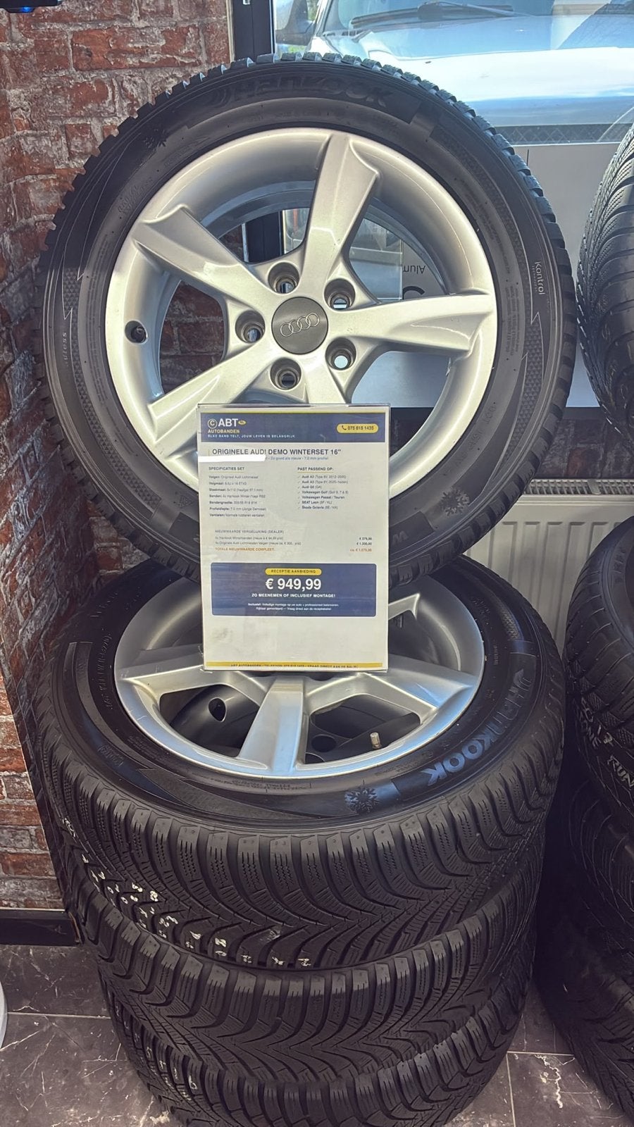 Originele Audi Demo Winterset 16 inch - Zo goed als nieuw, Gebruikt, 16 inch, Banden en Velgen, Personenwagen