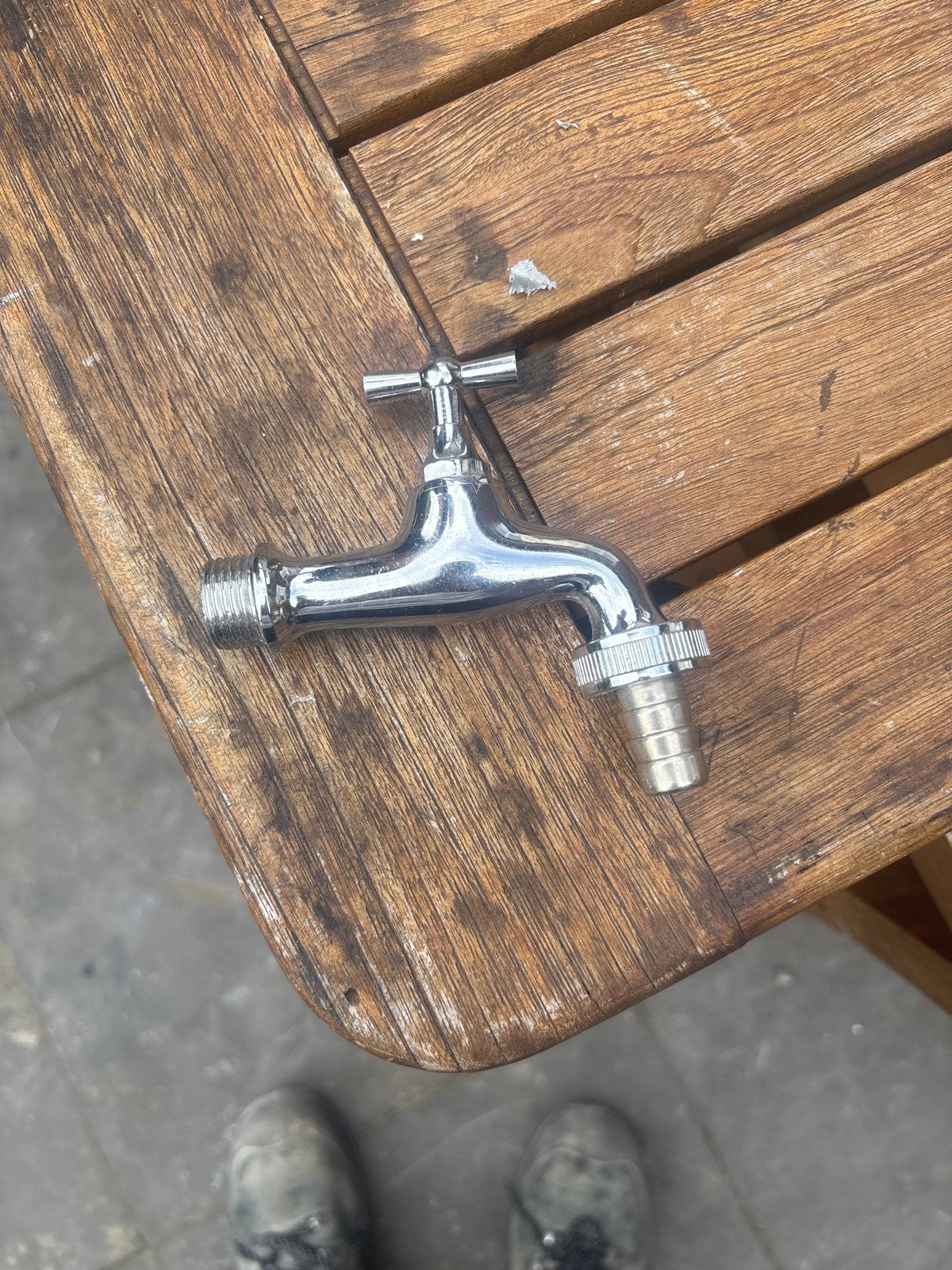 Nieuwe chromen buitenkraan met slangtule, Doe-het-zelf en Verbouw, Verzenden, Nieuw, Chroom, Kraan