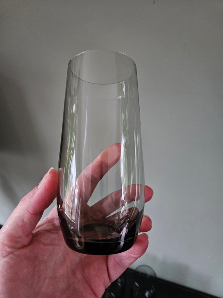 Longdrinkglazen rookglas/ antraciet glas, set 6 stuks, Ophalen of Verzenden, Zo goed als nieuw, Overige typen