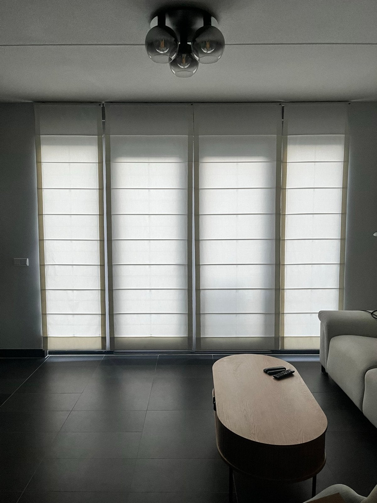 Set van 4 witte vouwgordijnen, lichtdoorlatend. Luxaflex, Huis en Inrichting, Ophalen, Gebruikt, Wit, Lichtdoorlatend