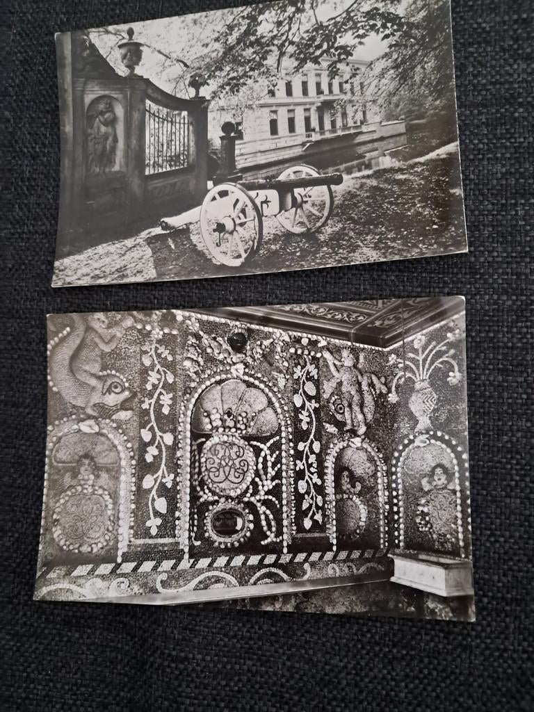 2x Oude Ansichtkaart Nienoord Leek - Kasteel en Schelpengrot, Verzamelen, Ophalen of Verzenden, Voor 1920, Ongelopen, Groningen