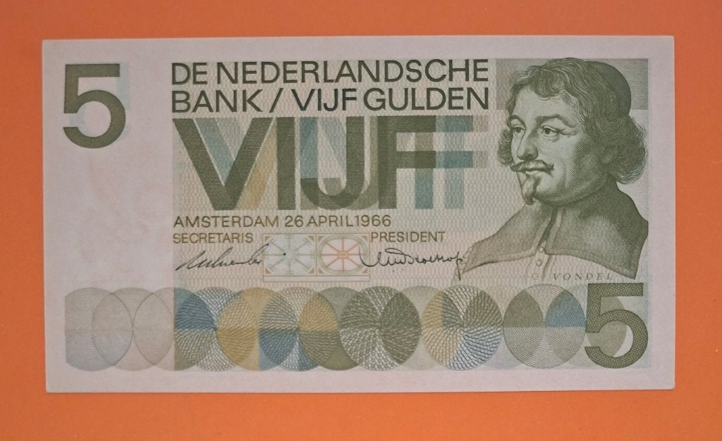5 gld. 1966, blauwe UV-vezels, REPLACEMENT, cat. PL22.aR, Postzegels en Munten, Verzenden, 5 gulden, Los biljet