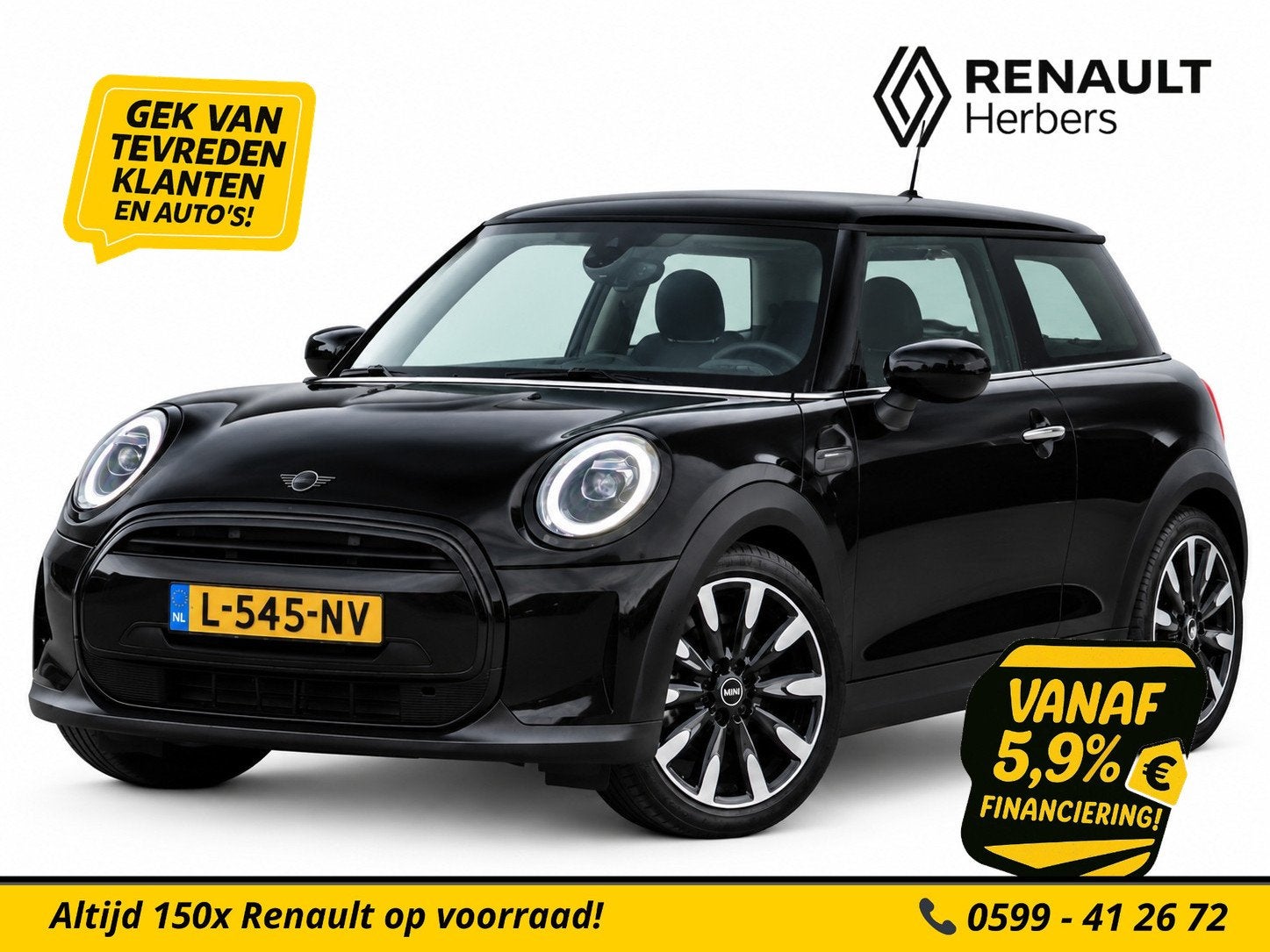 MINI 3-deurs 1.5 Cooper Classic STOEL/STUURVERW / NAVI / CAM, Verwarmde buitenspiegels, 136 pk, Gebruikt, Euro 6