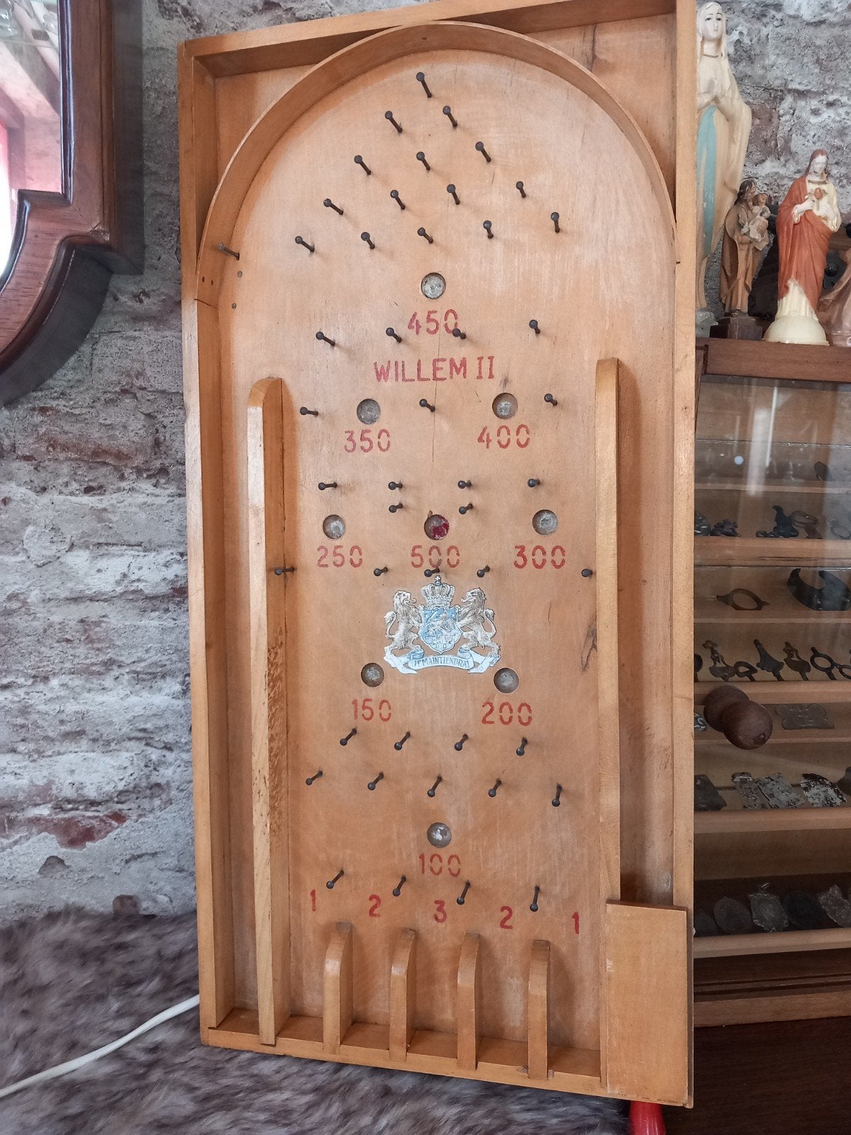 Vintage knikkerbaan flipperkast Willem II - Nederlands Spel, Antiek en Kunst, Antiek | Speelgoed, Ophalen of Verzenden