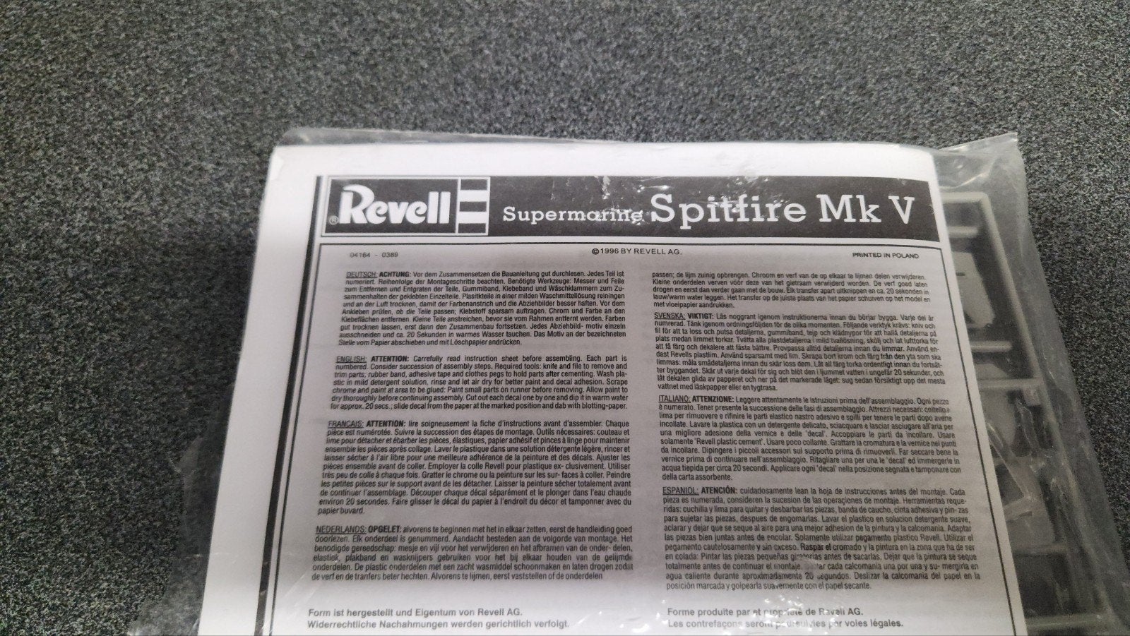 Revell Supermarine Spitfire Mk V Modelbouw Vliegtuig, Ophalen of Verzenden, Nieuw, Groter dan 1:72, Revell