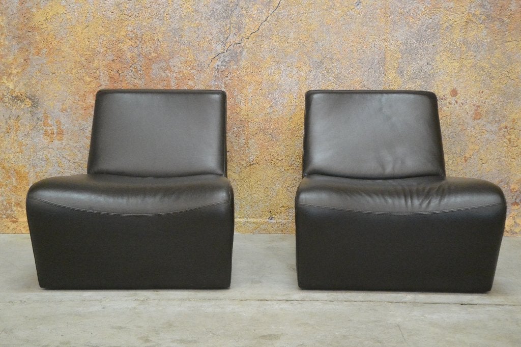 ZGANieuw 2 bruine leren design fauteuils van Machalke, 75 tot 100 cm, Ophalen of Verzenden, Zo goed als nieuw, Machalke