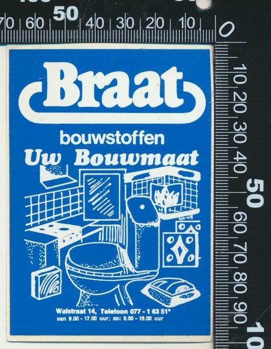 Sticker: Braat Bouwstoffen, Ophalen of Verzenden, Zo goed als nieuw, Bedrijf of Vereniging