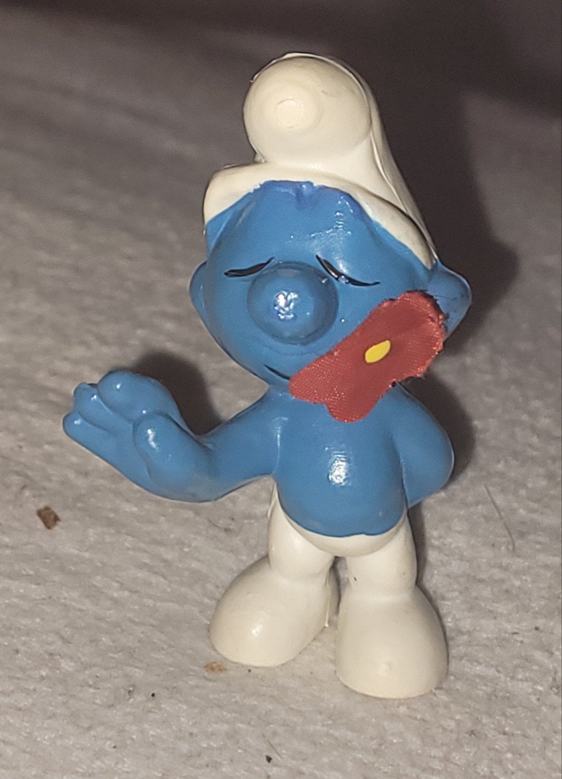 Fraaie Smurf met stoffen bloem in mond tweede versie  2.0019, Verzenden, Zo goed als nieuw, Overige Smurfen, Poppetje, Figuurtje of Knuffel
