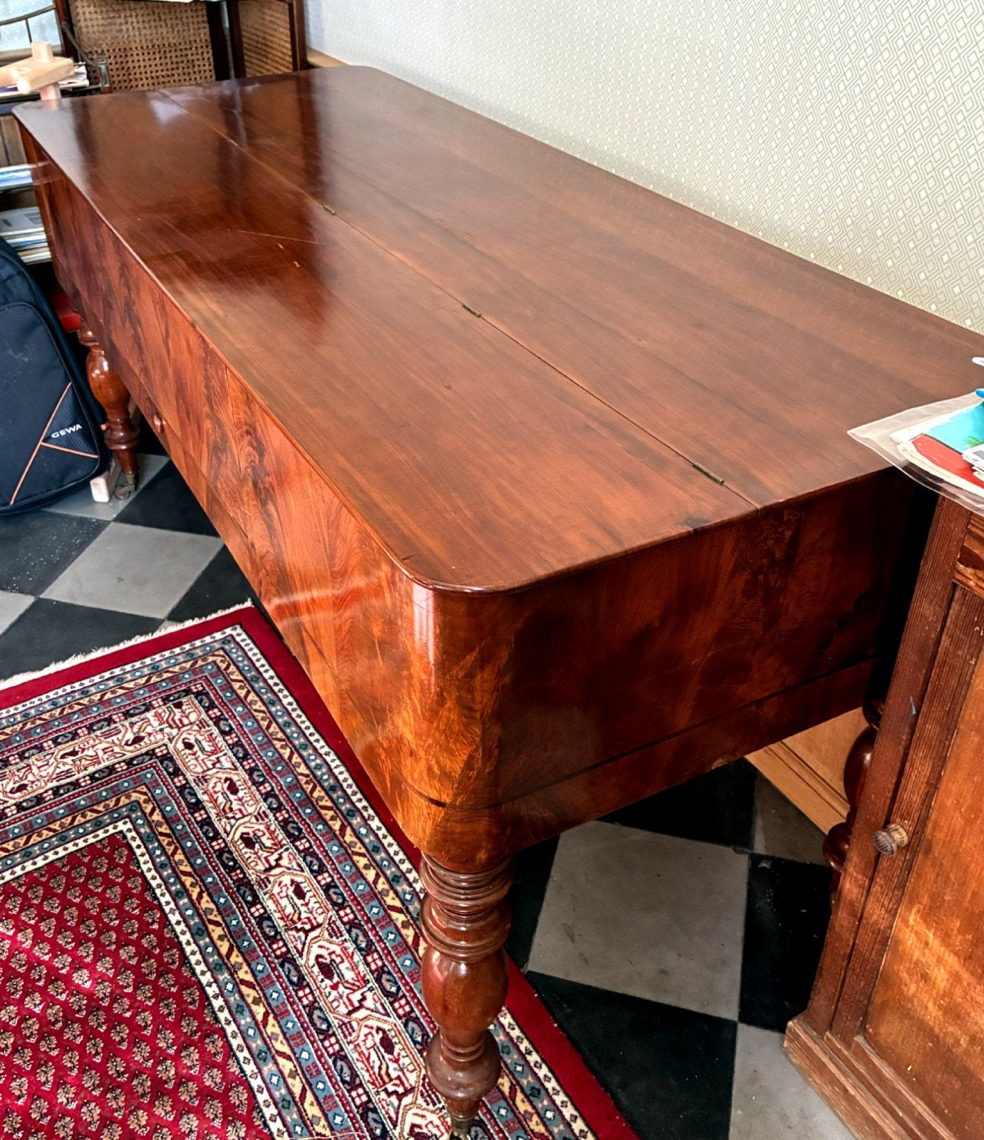 Antieke Zweedse Piano uit 1850 - Mahoniehout & Ivoor, Ophalen, Gebruikt, Bruin, Piano