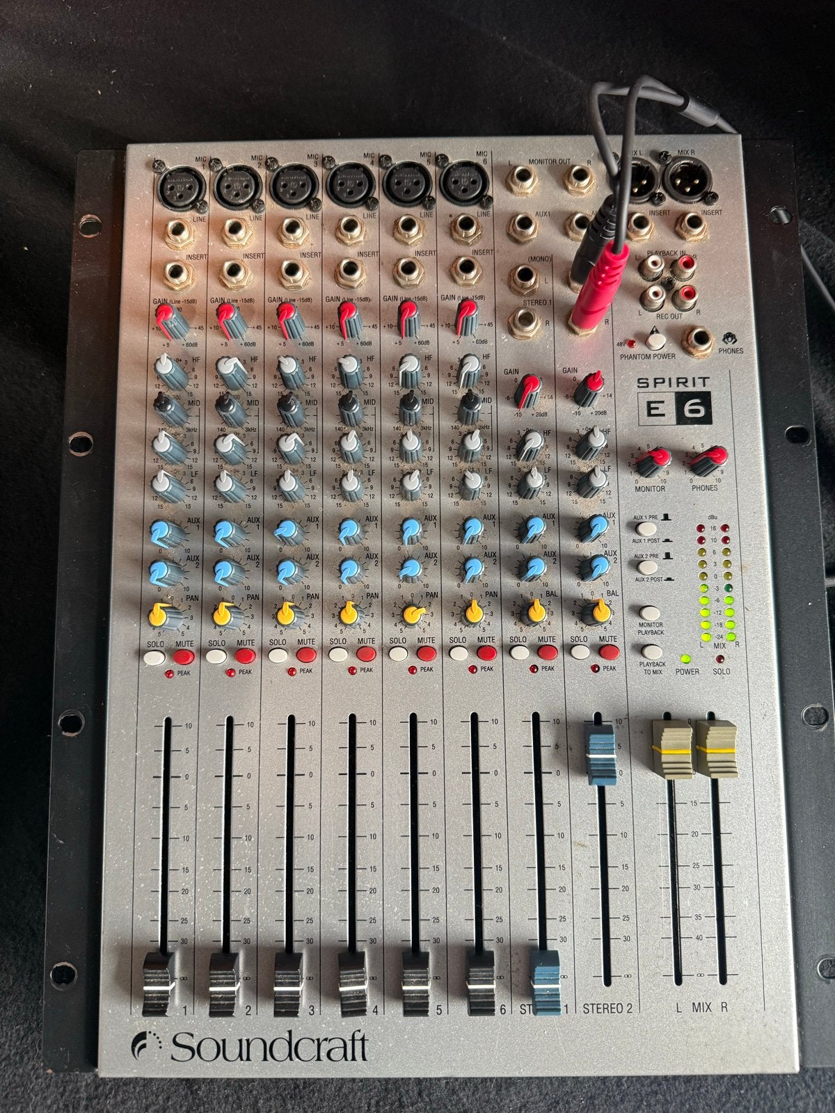 Soundcraft Spirit E6 Mengpaneel, Ophalen of Verzenden, Zo goed als nieuw, 5 tot 10 kanalen, Microfooningang