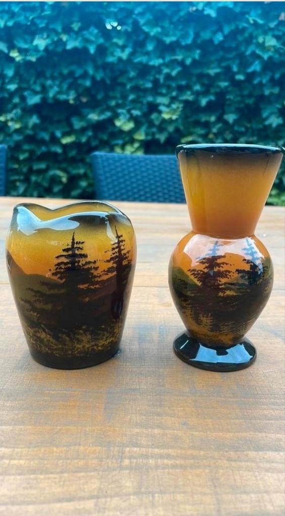 2x vaasje Sckramberg SMF Majolika, Antiek en Kunst, Ophalen of Verzenden